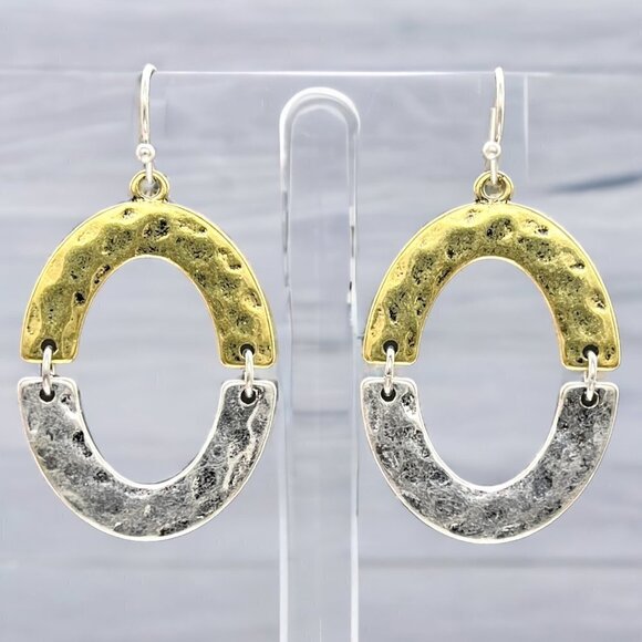 Two Tone Oval Earrings - Picture 1 of 6